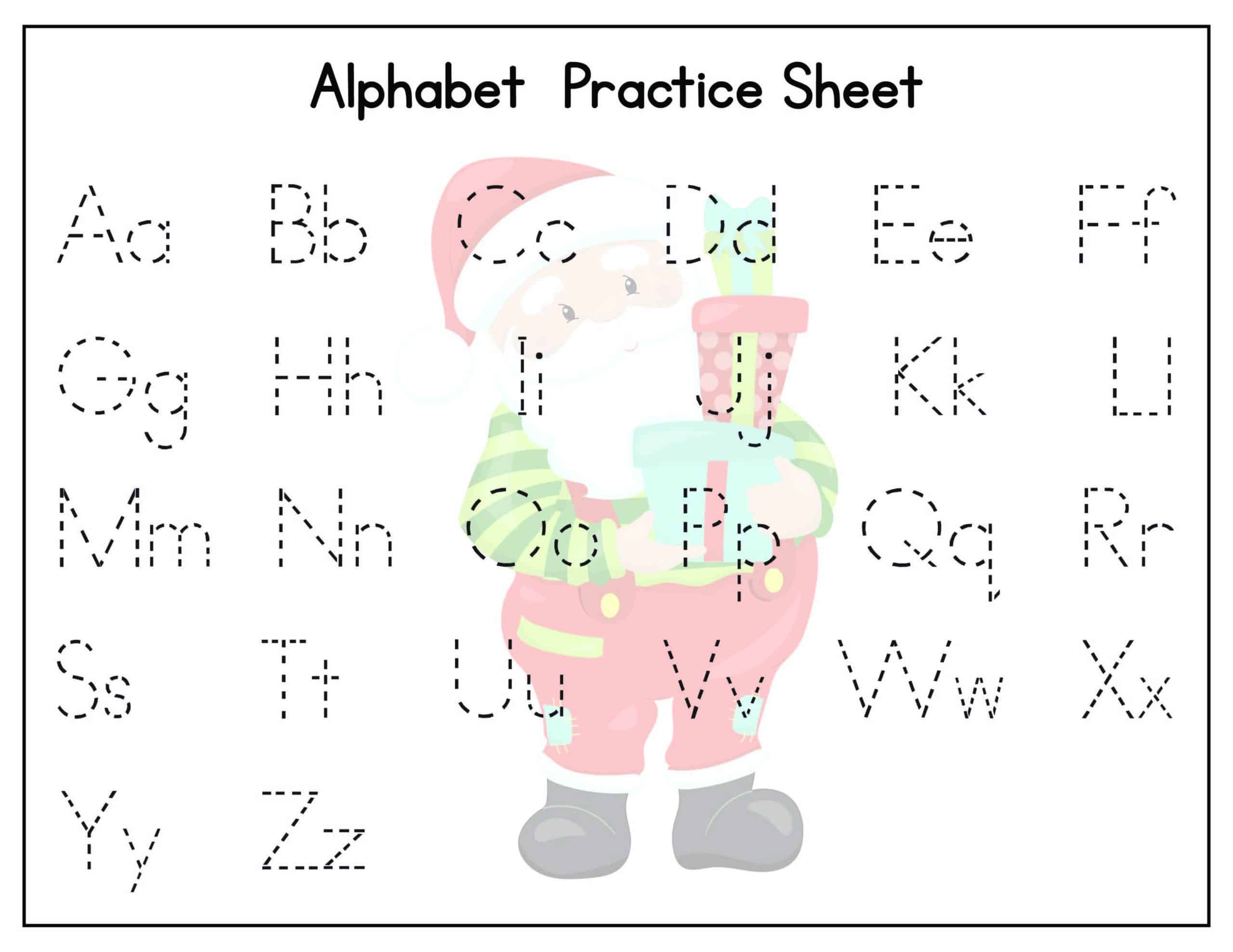 christmas alphabet tracing worksheets - kids activity zone